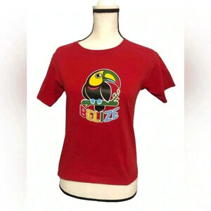 Y2K Belize Red Baby Tee Size XS